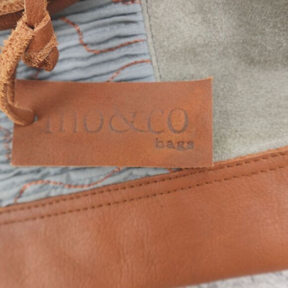 Mo & Co Bag Purse Carry On Weekender Suede Leather Gray Blue Mixed Media Boho - Picture 9 of 16